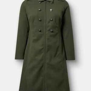 Torrid Cozy Zip Front Olive Green Military Coat 3X Nwt